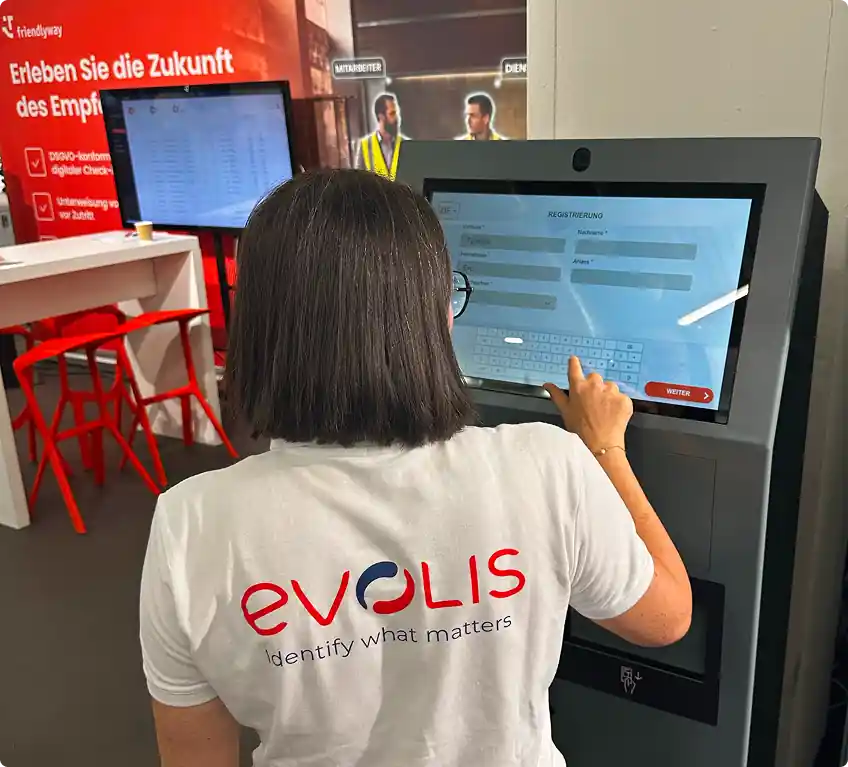 Typhaine Bruneau from Evolis at the friendlyway kiosk