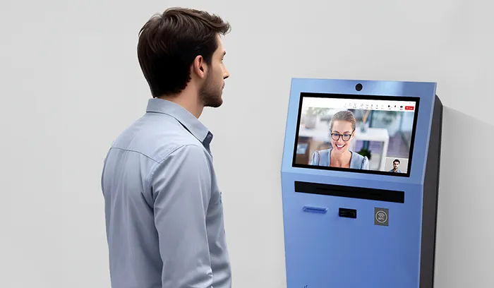 Support visitors via video chat or an AI assistant